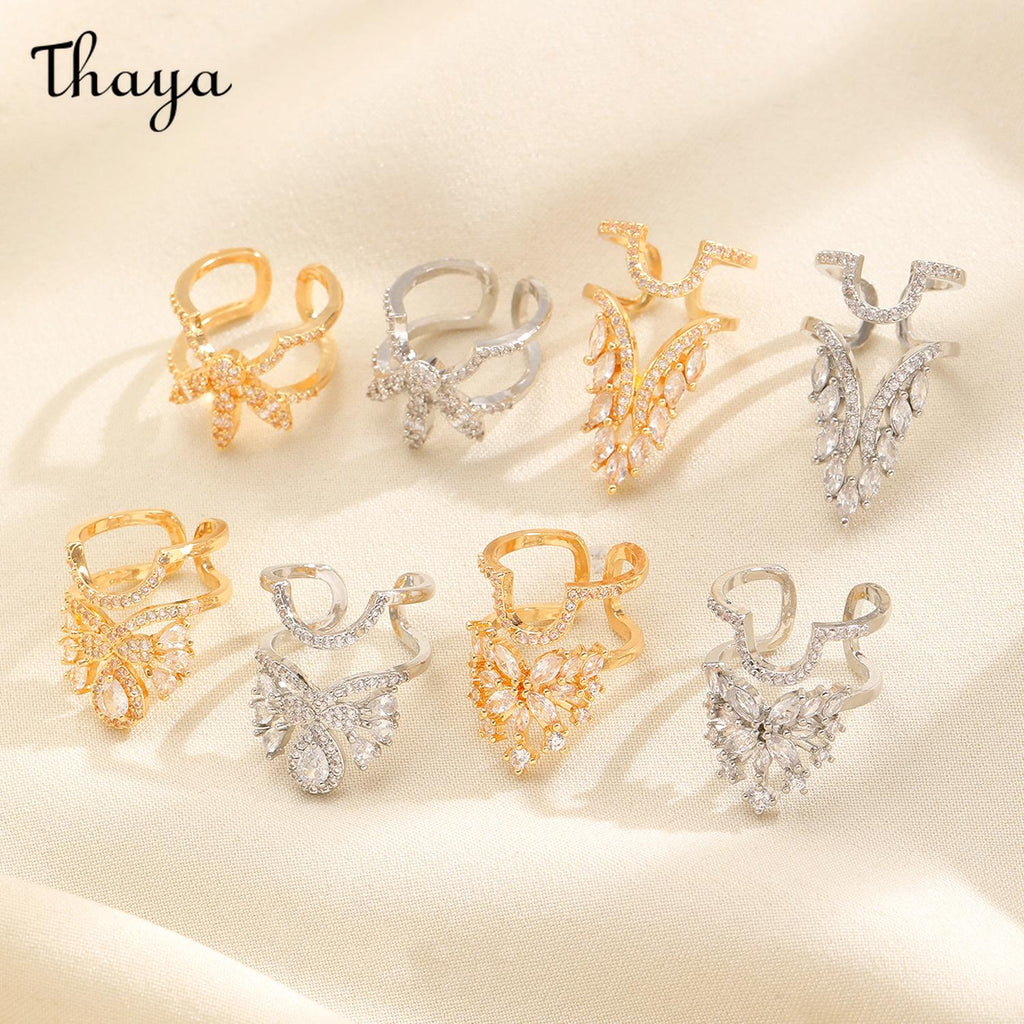 Thaya Stylish Detachable  Crystal Rhinestone Fingertip Art Nail Ring