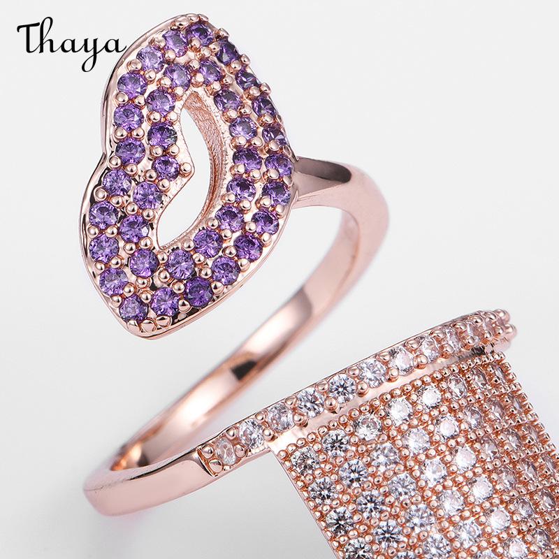 Thaya Plated Real Gold Zircon Nail Rings