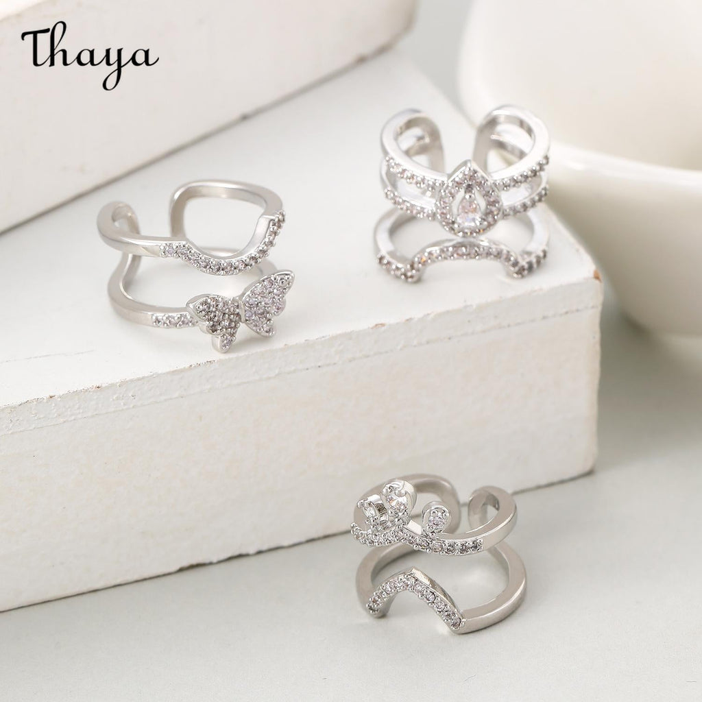 Thaya Elegant Rhinestone Decorative Nail Tip Rings