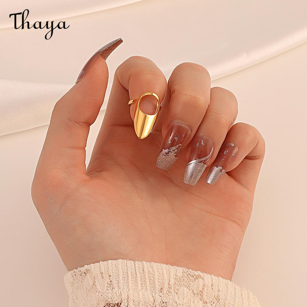 Thaya Minimalist Fingertip Decoration Geometric Nail Ring Set