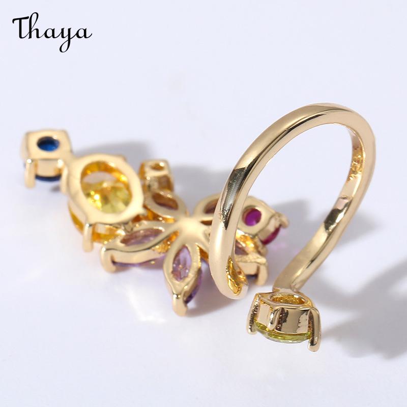 Thaya Cute Cute Pet Gold Plated Zirconium Opening Adjustable Nail Ring
