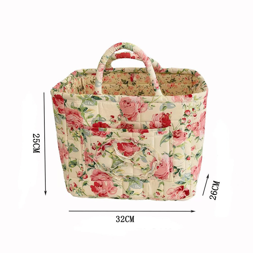 Quilted Cotton Gingham Storage Tote Bag