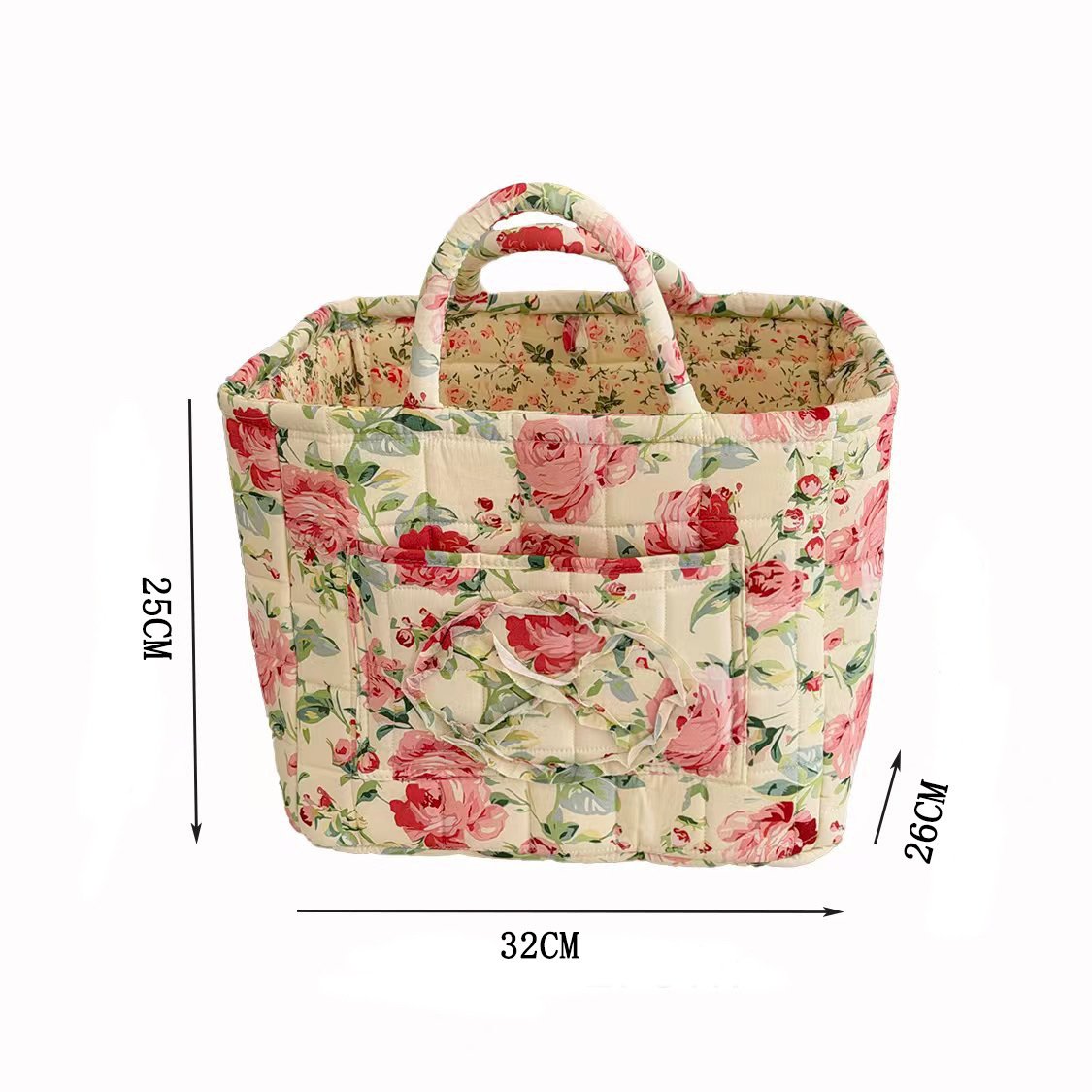 Quilted Cotton Gingham Storage Tote Bag