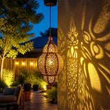 Moroccan Solar Lantern - Waterproof Solar Outdoor Lights with Retro Dynamic Shadow Projection. Hanging Light for Garden. Home Decor. Aesthetic Unique Decor.dorm essentials.home essentials.camping essentials.sohochic