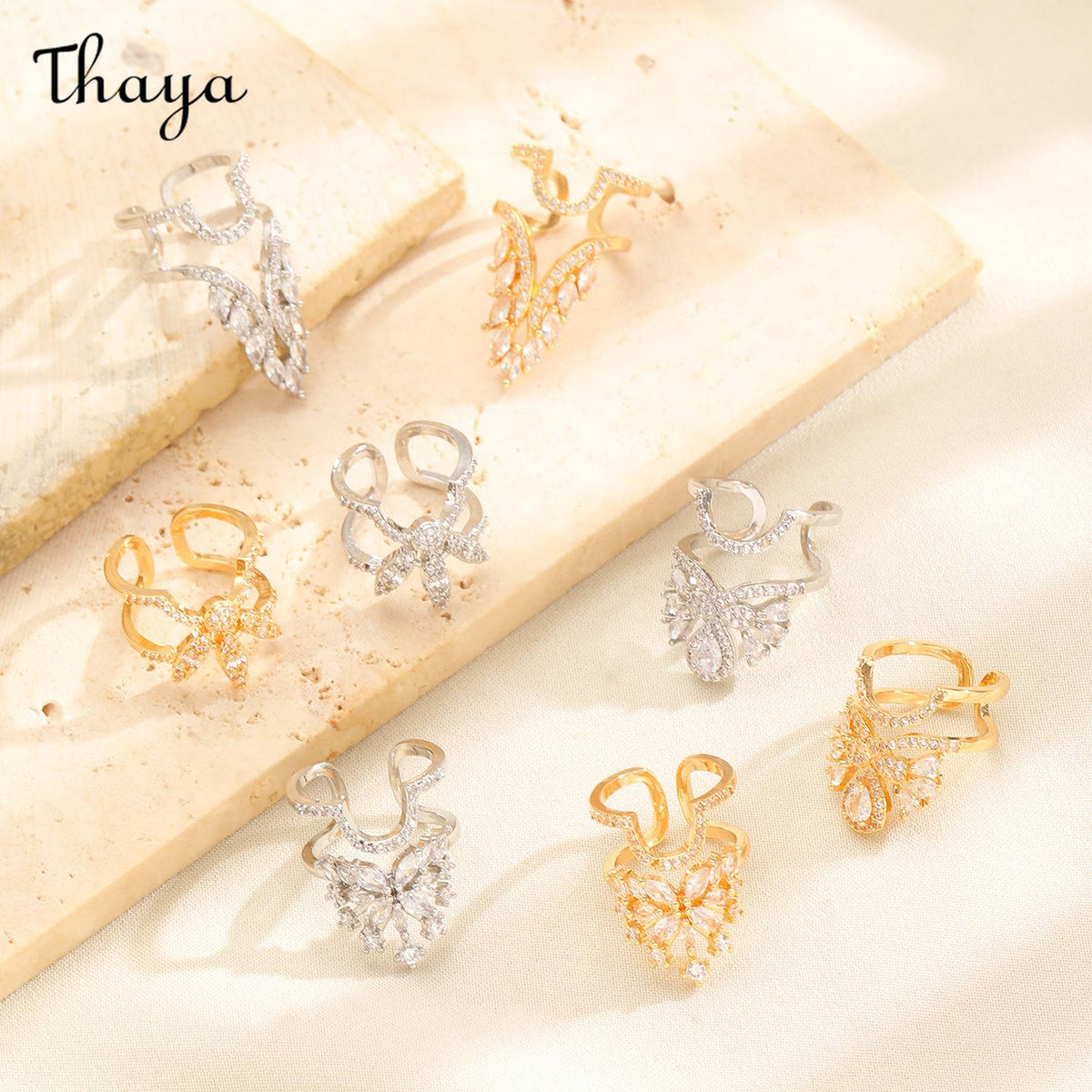 Thaya Stylish Detachable  Crystal Rhinestone Fingertip Art Nail Ring