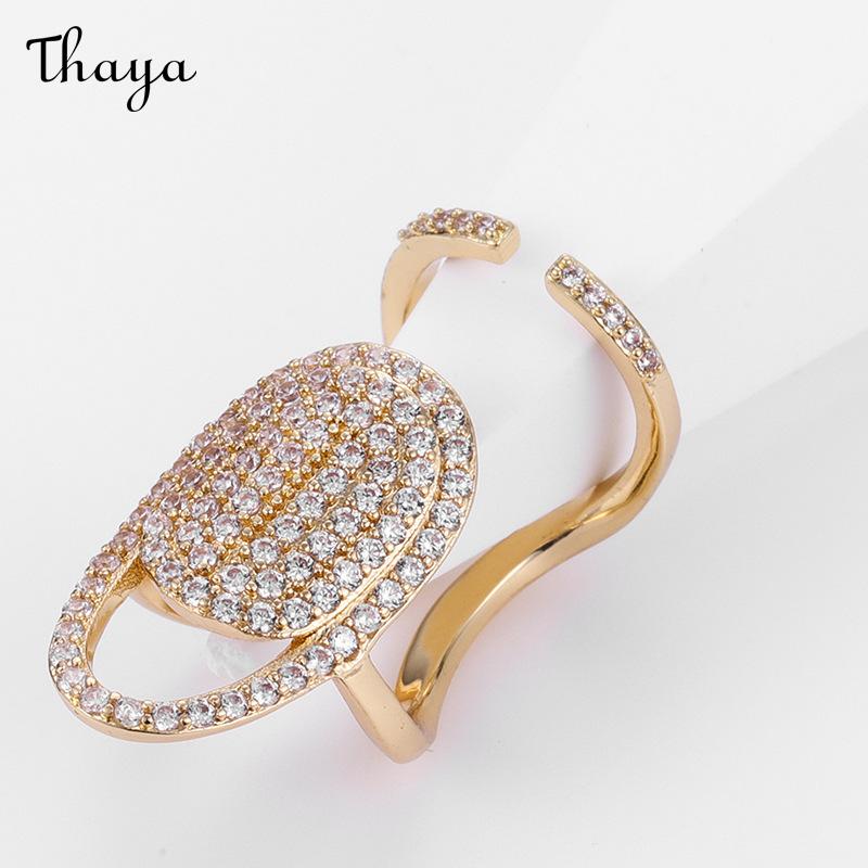 Thaya Plated Real Gold Zircon Nail Rings