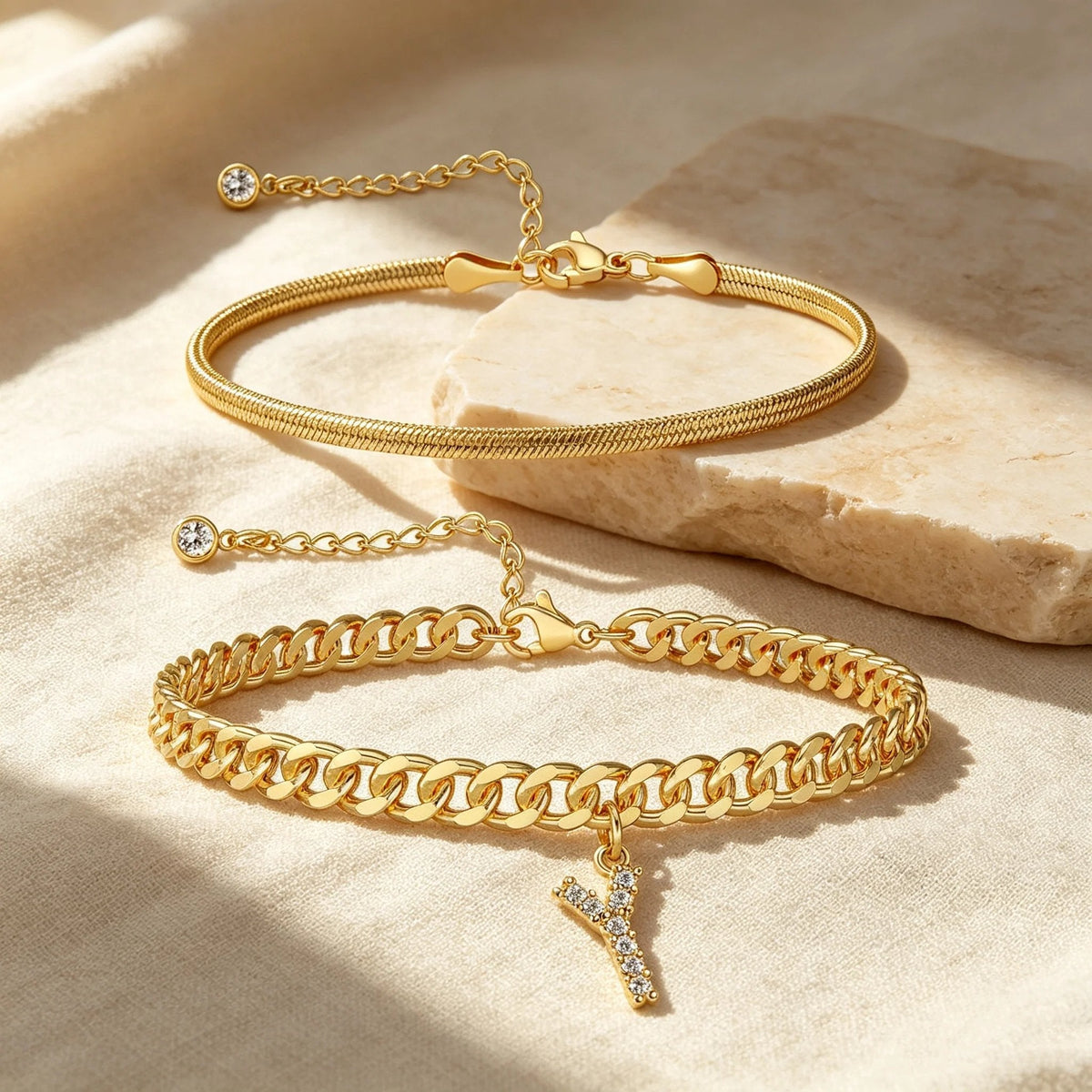 ✨ Gold Initial Anklet – 14K Gold Plated. Waterproof Adjustable Letter Pendant. Stackable Beach Jewelry
