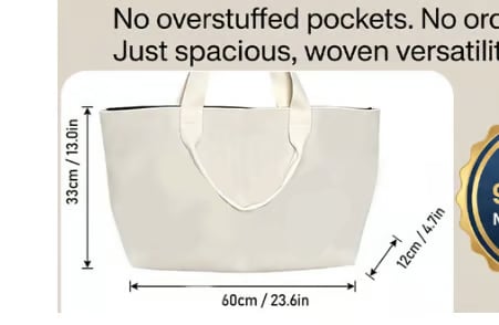 Large Capacity Letter Tote Bag