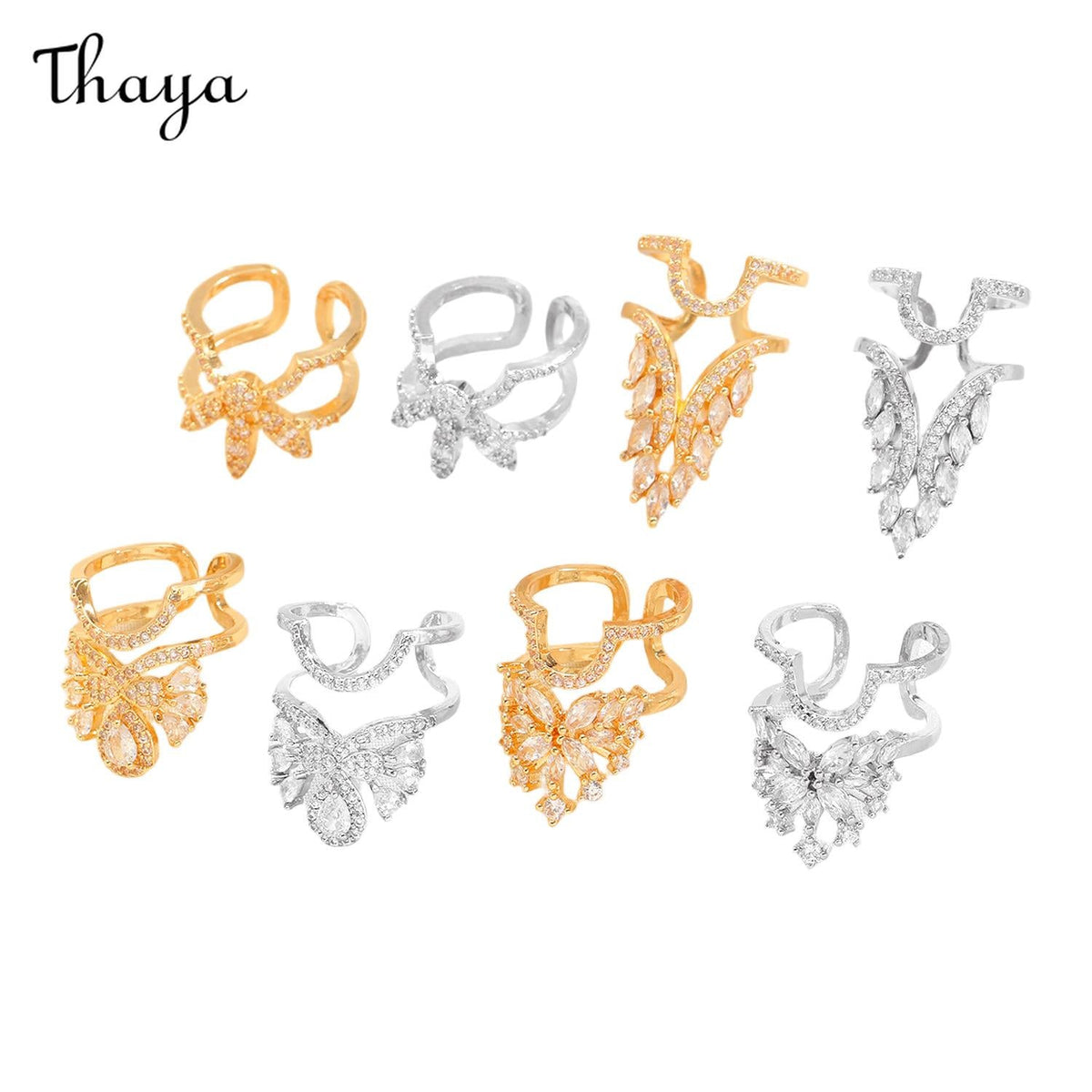 Thaya Stylish Detachable  Crystal Rhinestone Fingertip Art Nail Ring