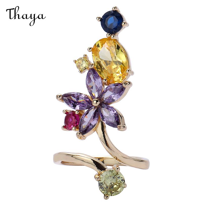 Thaya Cute Cute Pet Gold Plated Zirconium Opening Adjustable Nail Ring