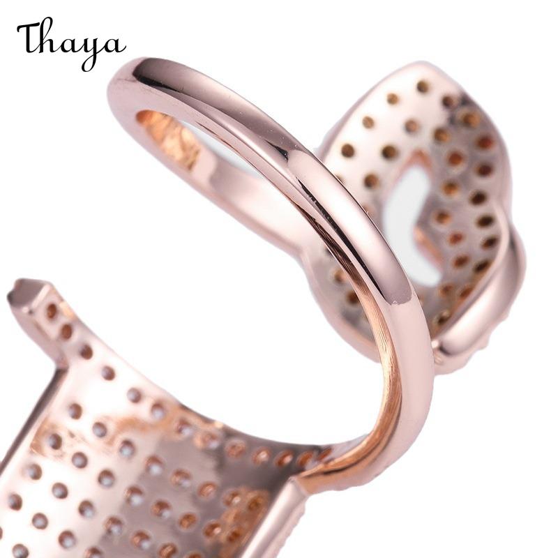 Thaya Plated Real Gold Zircon Nail Rings