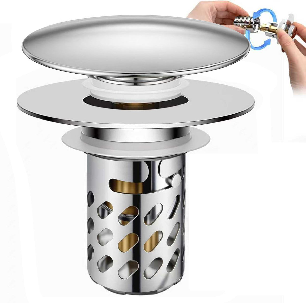 💕Pop-Up Drain Stopper with Large Mesh Basket