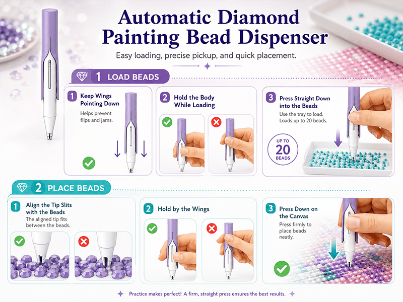 🔥 Last Day 50% OFF – 💎 Automatic Diamond Painting Bead Dispenser Pen & Tray Set