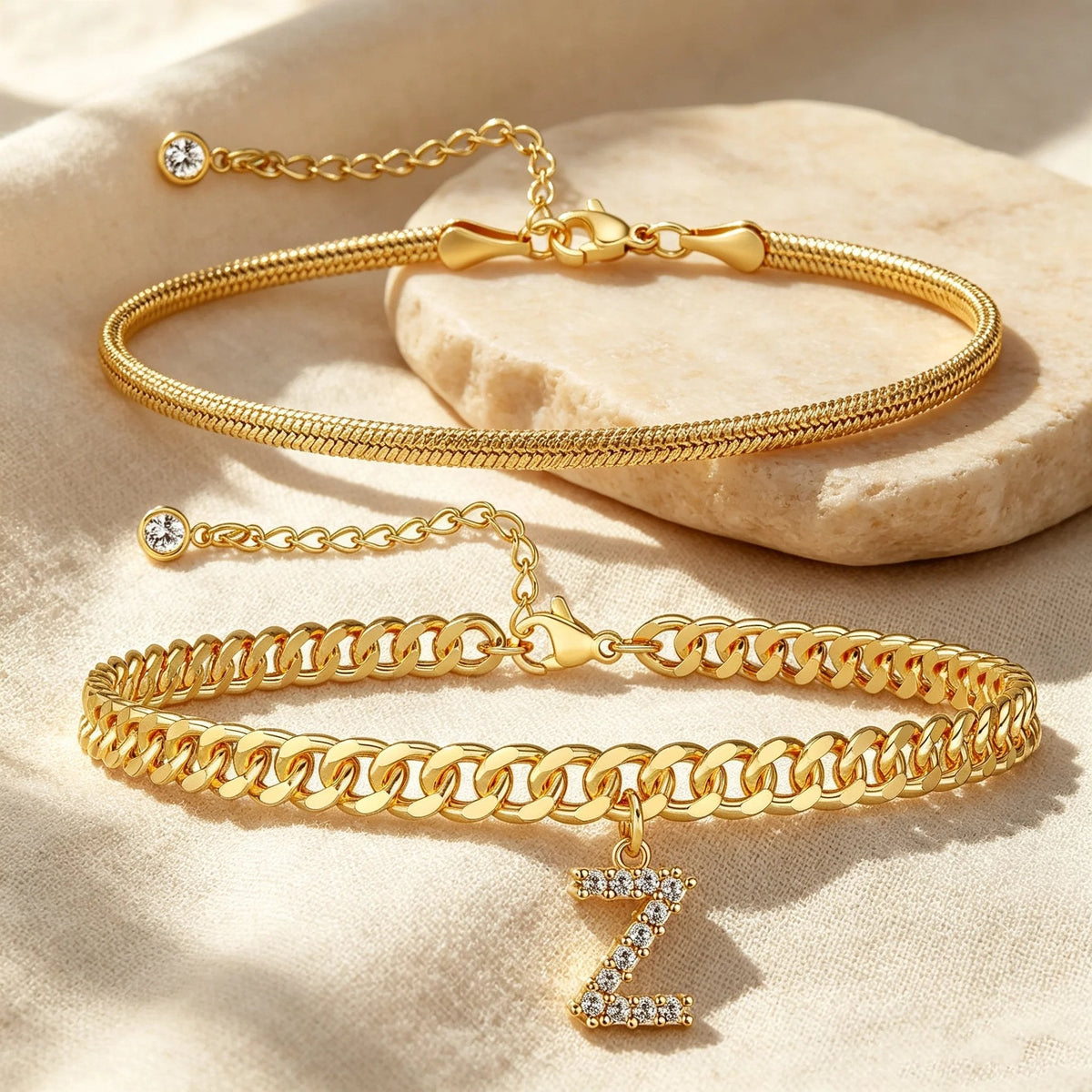 ✨ Gold Initial Anklet – 14K Gold Plated. Waterproof Adjustable Letter Pendant. Stackable Beach Jewelry