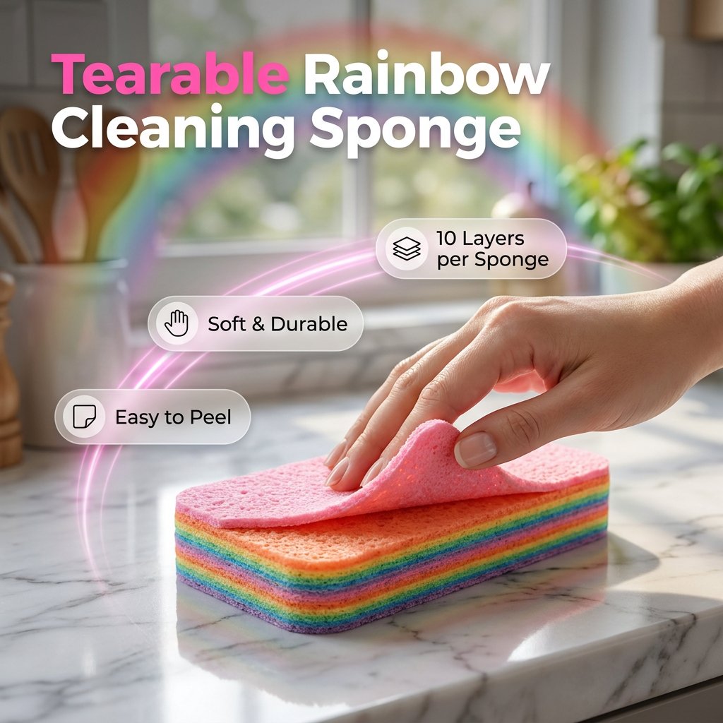 ⚡HOT SALE 🔥Tearable Rainbow Cleaning Sponge