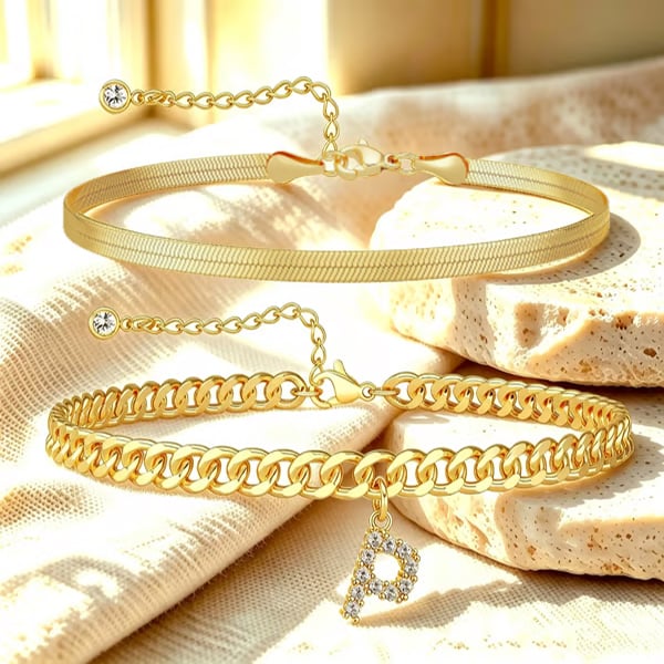 ✨ Gold Initial Anklet – 14K Gold Plated. Waterproof Adjustable Letter Pendant. Stackable Beach Jewelry
