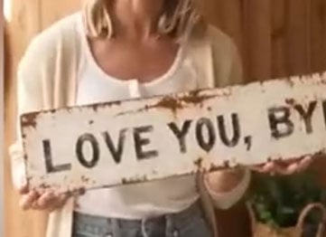 Vintage "Love You, Bye" Metal Wall Sign