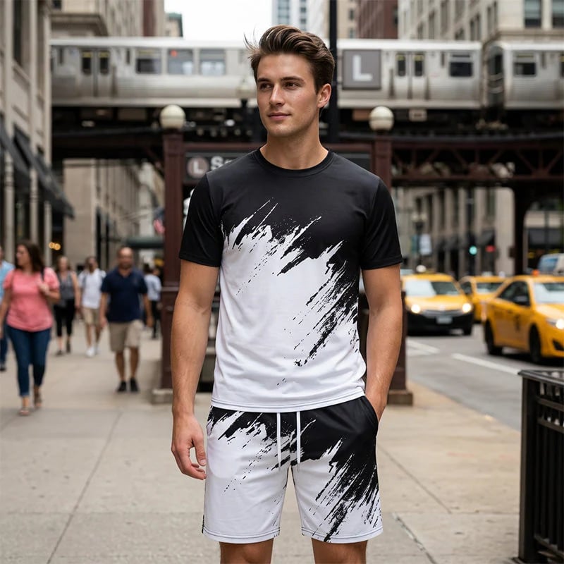 👕 LIMITED-TIME 49% OFF! 💥 Men's Summer Dynamic Print Casual Set – 3D Brushstroke, Soft Fabric, Ergonomic Fit ✨