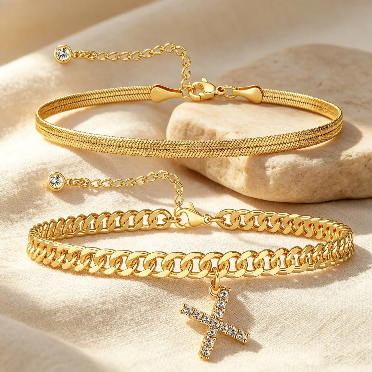 ✨ Gold Initial Anklet – 14K Gold Plated. Waterproof Adjustable Letter Pendant. Stackable Beach Jewelry