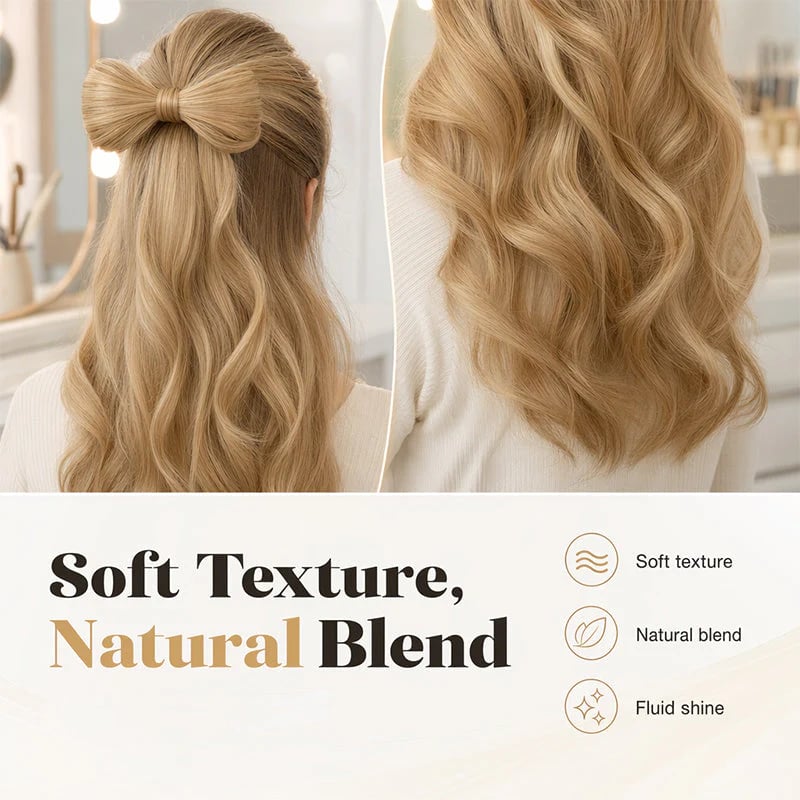 Bowknot Claw Clip Ponytail – Instant Volume & Elegant Half-Up Style