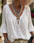 V-Neck Flare Sleeve Blouse