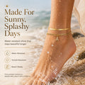 ✨ Gold Initial Anklet – 14K Gold Plated. Waterproof Adjustable Letter Pendant. Stackable Beach Jewelry
