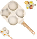 🔥Non-stick four-hole star-shaped omelette pan cookware, granite style pancake pan with wooden handle