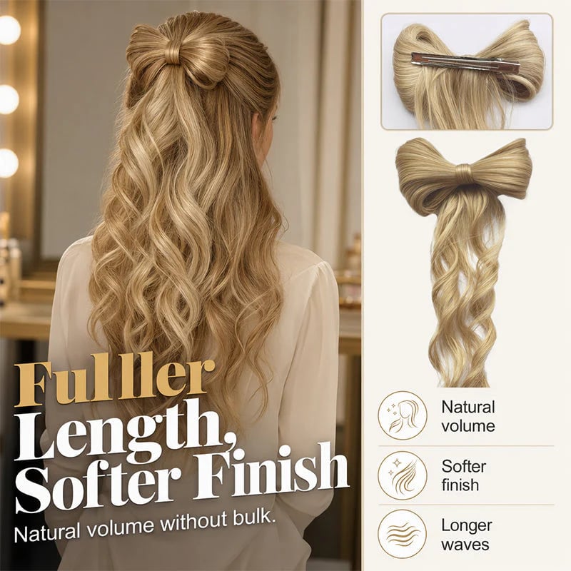 Bowknot Claw Clip Ponytail – Instant Volume & Elegant Half-Up Style