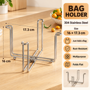 2-in-1 Foldable Kitchen Bag Holder & Cup Drying Stand