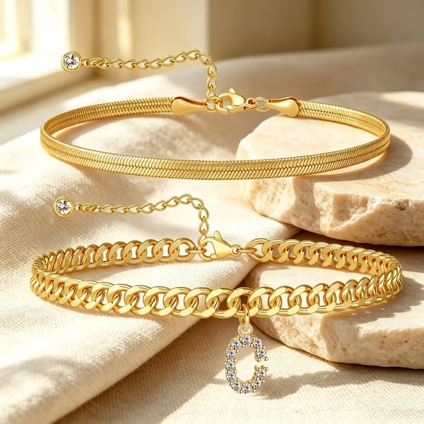 ✨ Gold Initial Anklet – 14K Gold Plated. Waterproof Adjustable Letter Pendant. Stackable Beach Jewelry