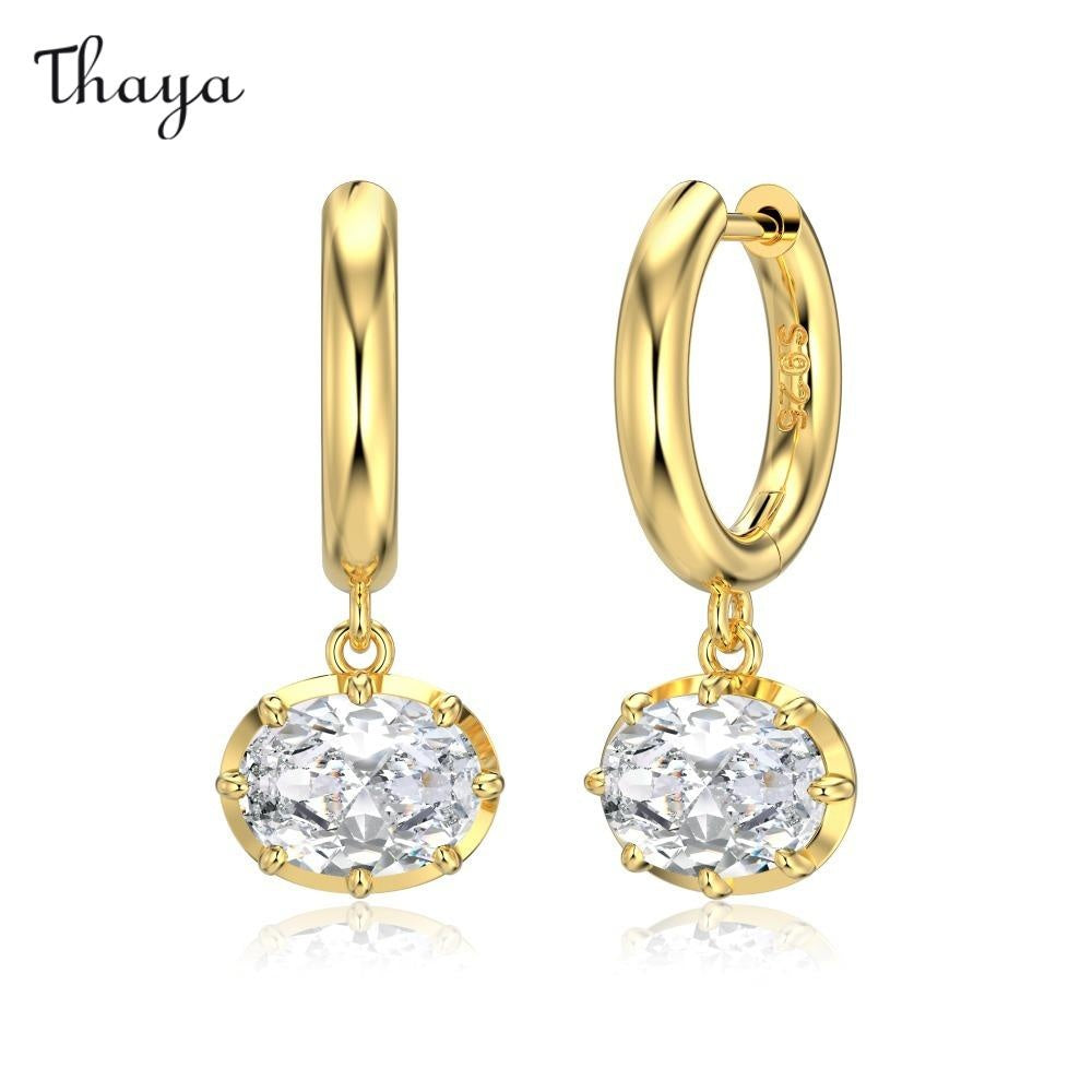 Thaya S925  Silver Dazzling Light Luxury Oval  Earrings & Necklace Set