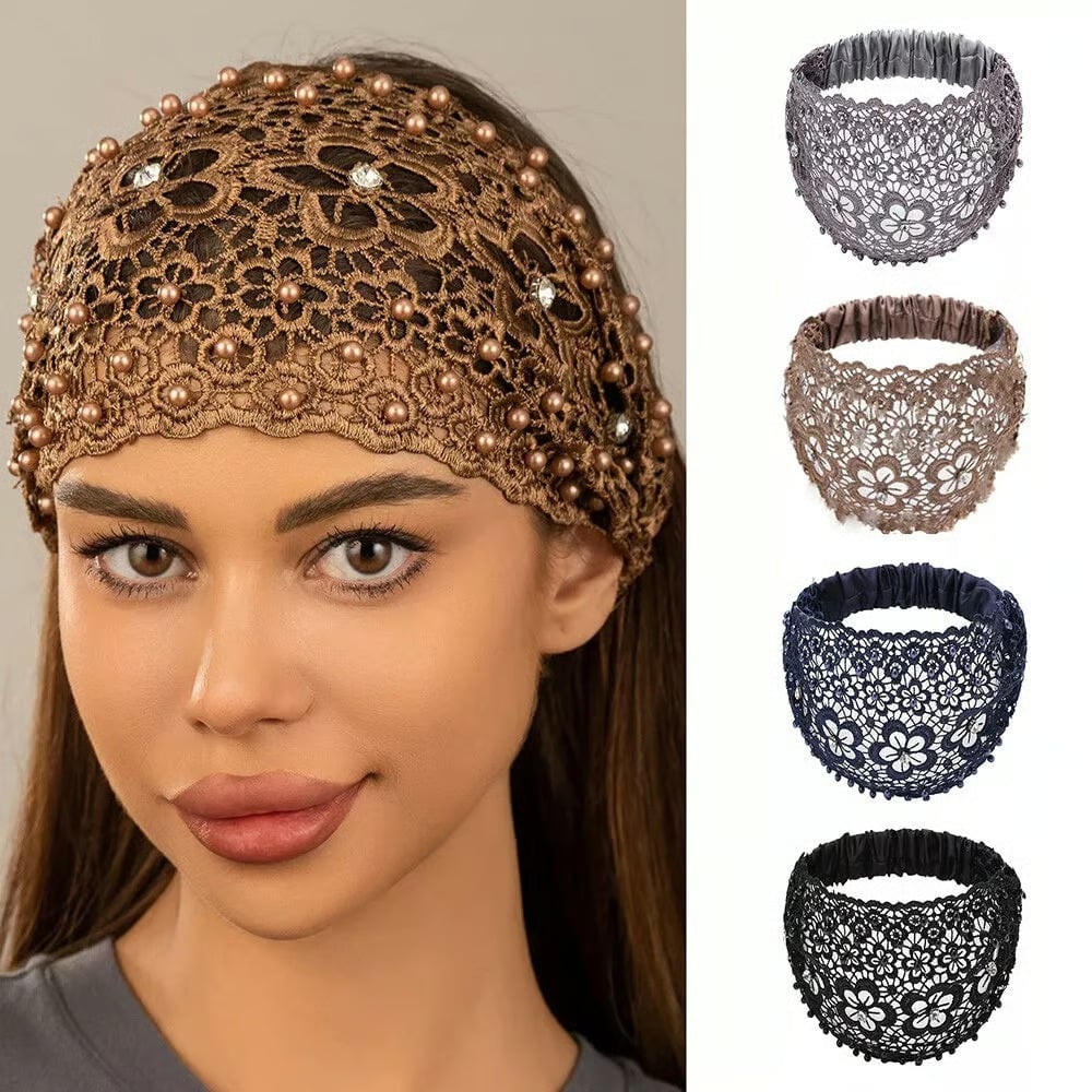 Plum Blossom Hollow Beaded Wide Headband