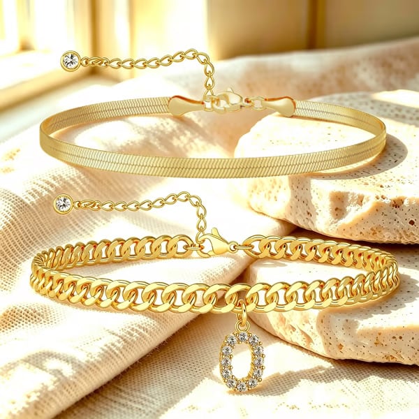 ✨ Gold Initial Anklet – 14K Gold Plated. Waterproof Adjustable Letter Pendant. Stackable Beach Jewelry