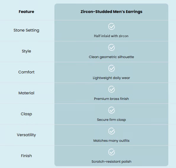 Zircon-Studded Men's Earrings