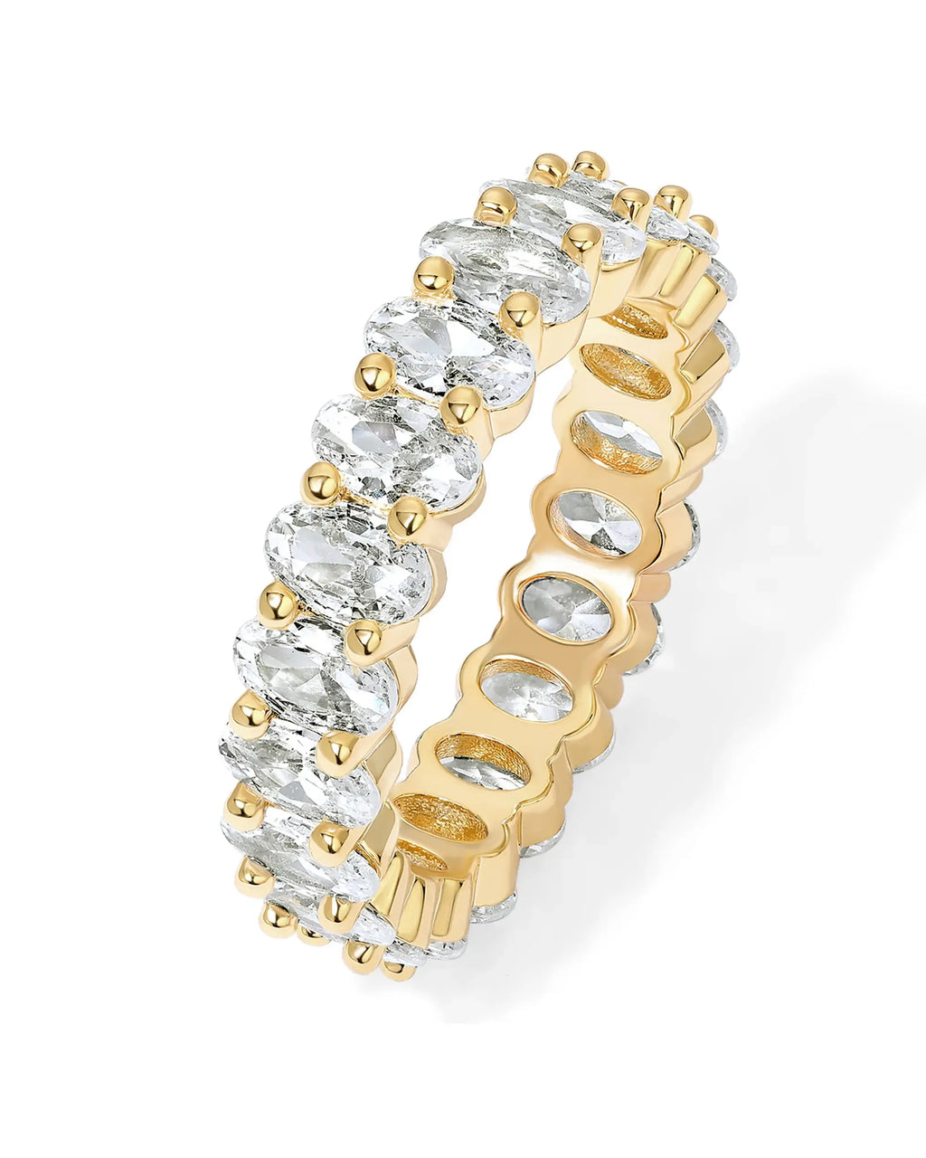 Eternity Ring Oval 5A & 6A Cubic Zirconia Love Ring - 14K Gold Plated Stackable Rings for Women - Trendy Wedding Ring Gold Rings for Women - Sizes 5 to 10