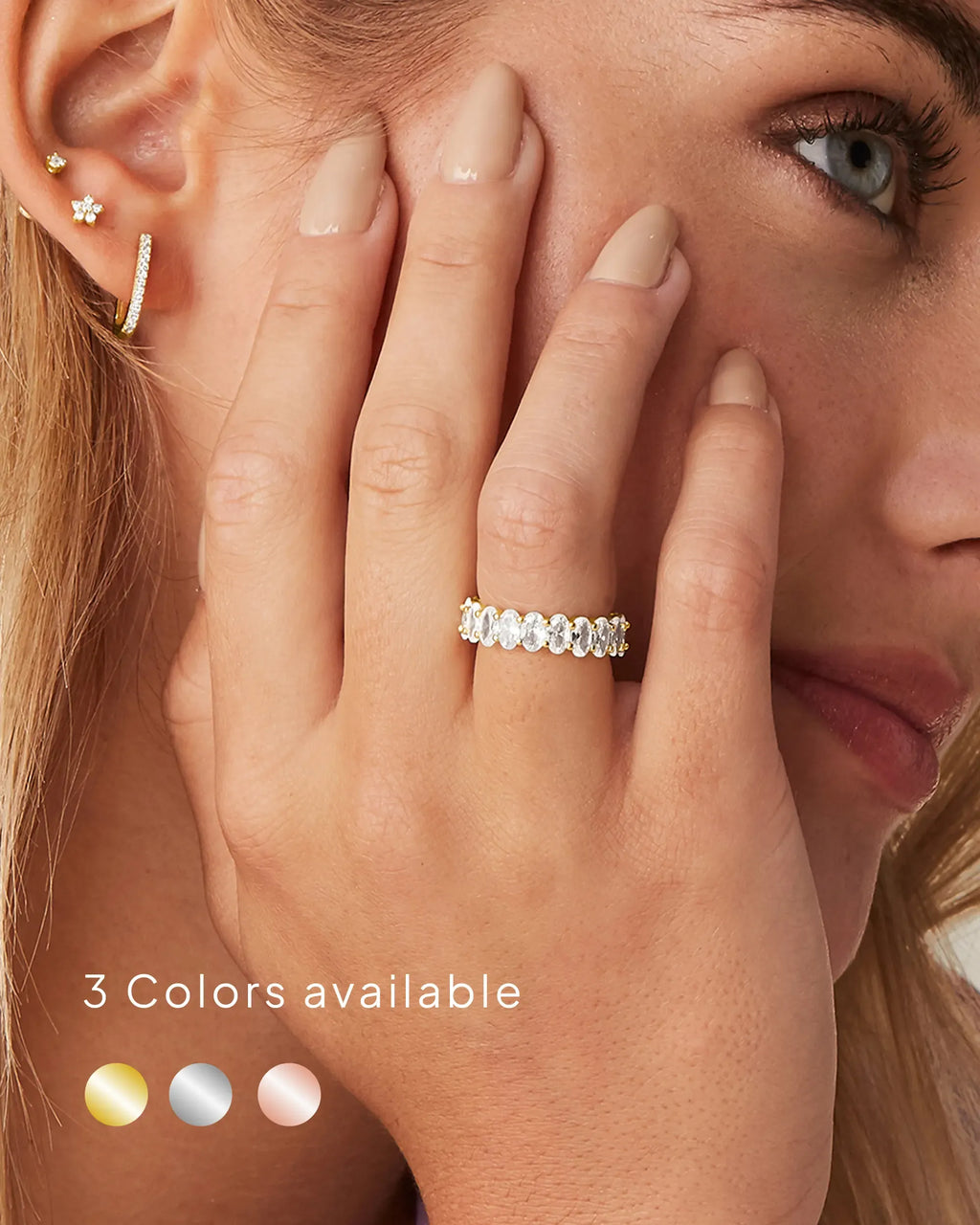 Eternity Ring Oval 5A & 6A Cubic Zirconia Love Ring - 14K Gold Plated Stackable Rings for Women - Trendy Wedding Ring Gold Rings for Women - Sizes 5 to 10