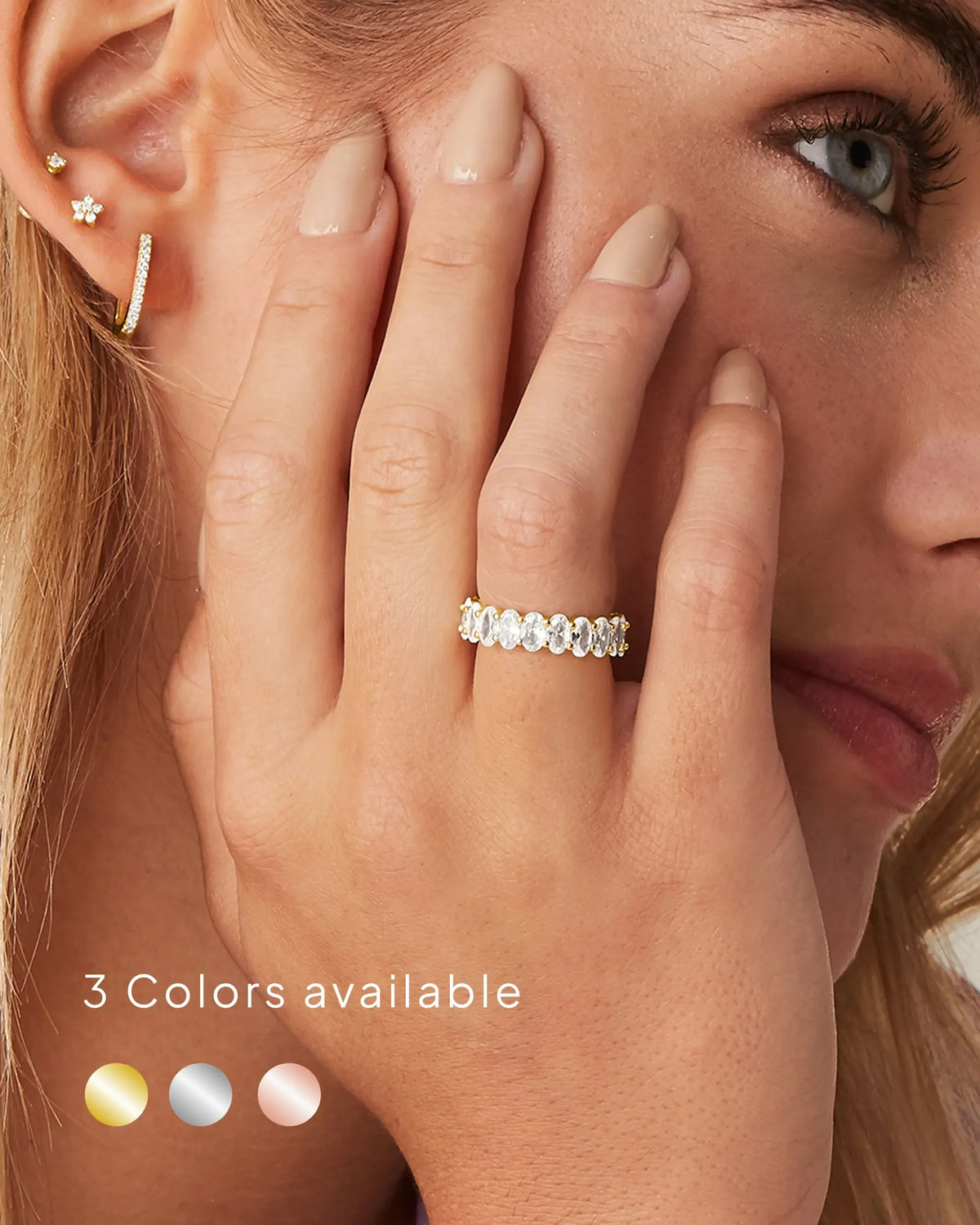 Eternity Ring Oval 5A & 6A Cubic Zirconia Love Ring - 14K Gold Plated Stackable Rings for Women - Trendy Wedding Ring Gold Rings for Women - Sizes 5 to 10