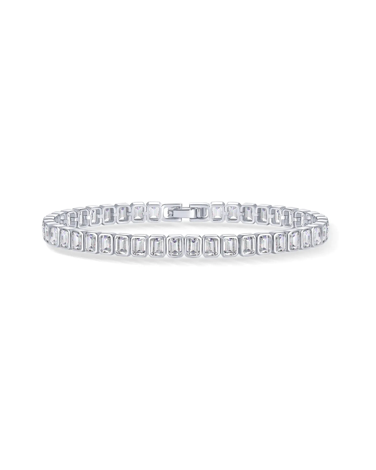 14K Gold Plated Emerald Cut Cubic Zirconia Classic Tennis Bracelet for Women, Sizes 6 Inches - 7.5 Inches