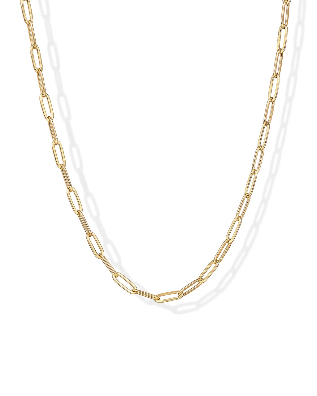 14K Gold Plated Paperclip Chain Necklaces for Women - Dainty Gold Jewelry Chain Necklace - Lightweight 20" Adjustable Link Chain Necklaces