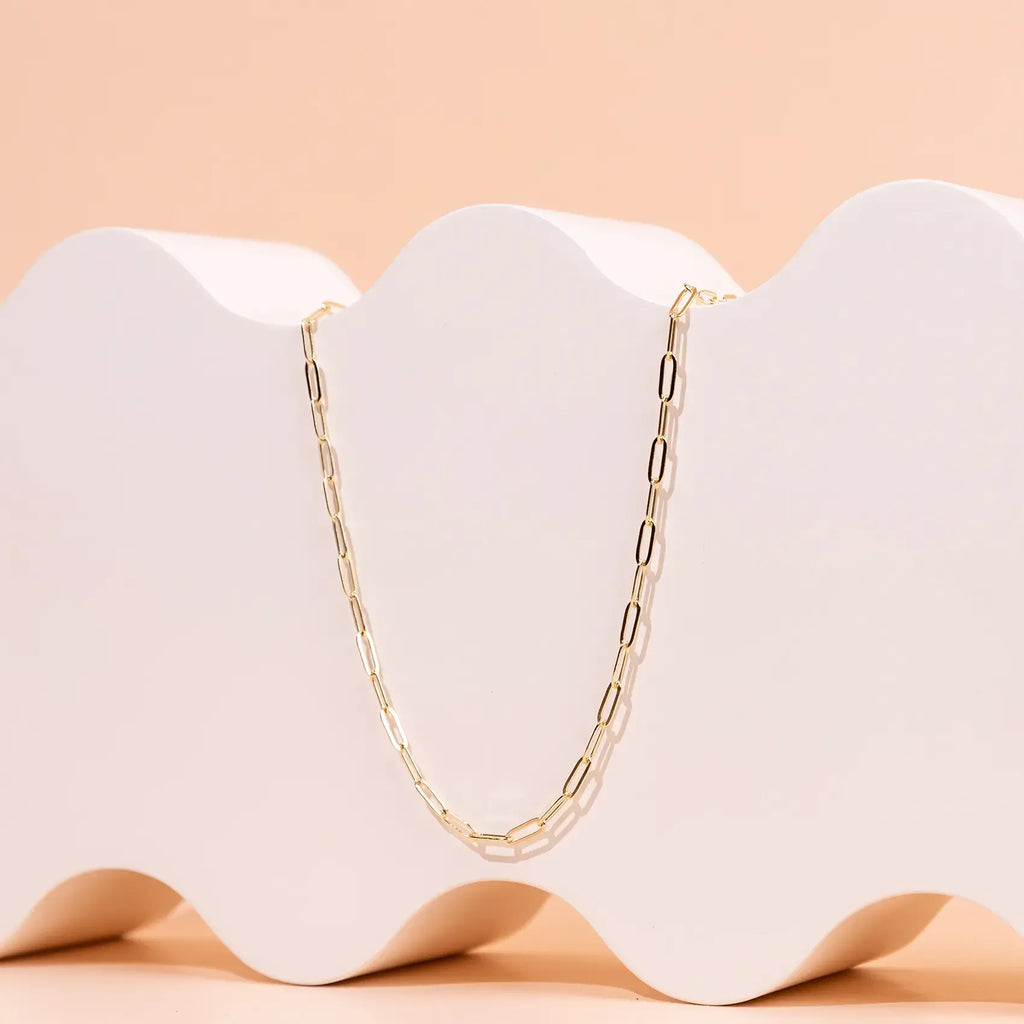 14K Gold Plated Paperclip Chain Necklaces for Women - Dainty Gold Jewelry Chain Necklace - Lightweight 20" Adjustable Link Chain Necklaces