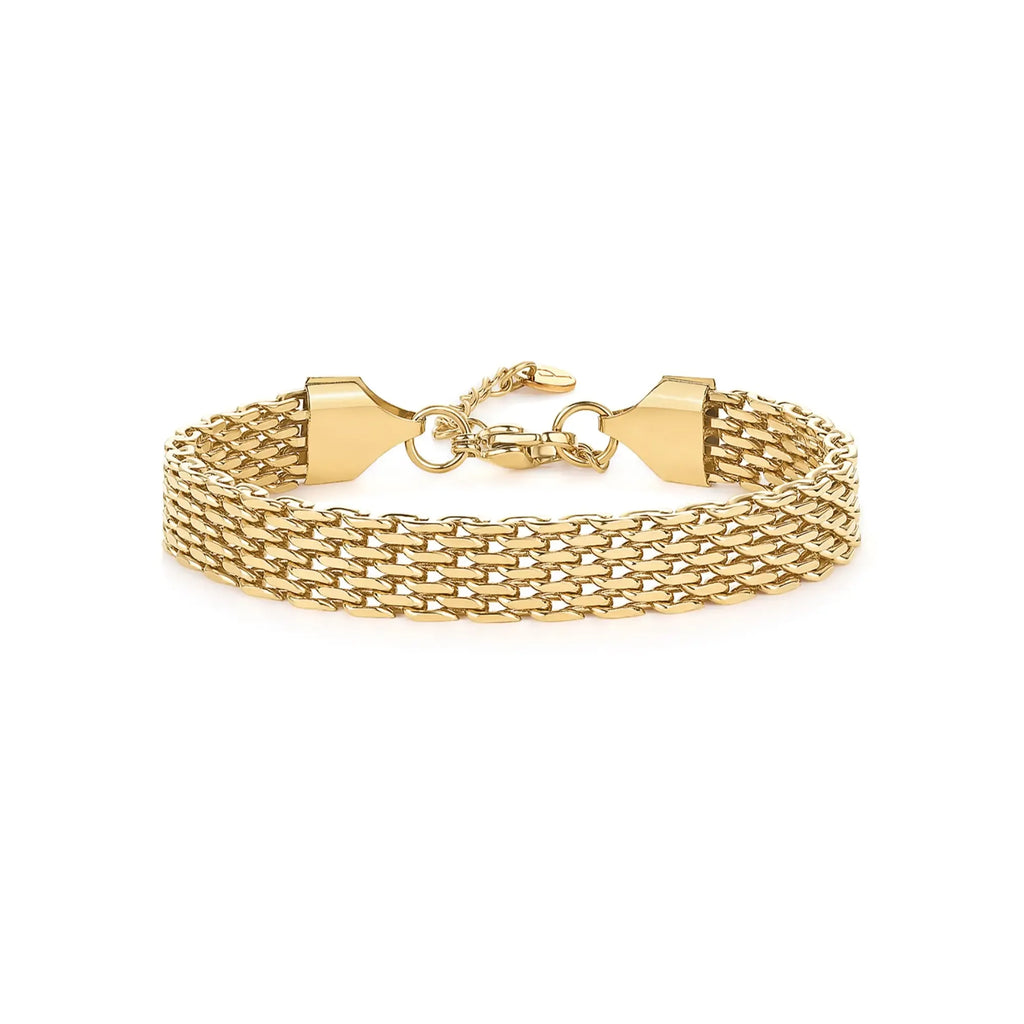Waterproof Chunky Chain Bracelet for Women - 14K Gold Plated Trendy Adjustable Chain Bracelet - Lightweight Stainless Steel Jewelry