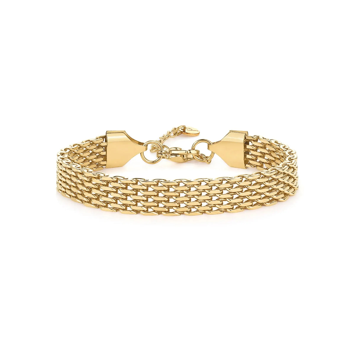 Waterproof Chunky Chain Bracelet for Women - 14K Gold Plated Trendy Adjustable Chain Bracelet - Lightweight Stainless Steel Jewelry