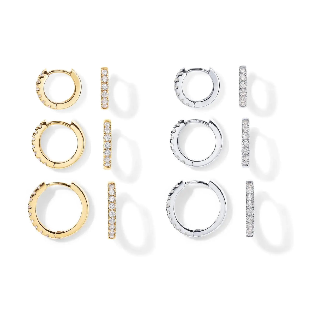 18K Gold Plated 925 Sterling Silver Post 3-Pair Small Gold Hoop Earrings Set | Mini Cartilage Helix Huggie Hoop Pack for Women Men 8mm 10mm 12mm