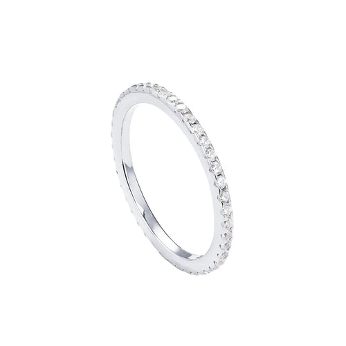 14K Gold Plated Solid 925 Sterling Silver CZ Simulated Diamond Stackable Ring Eternity Bands for Women