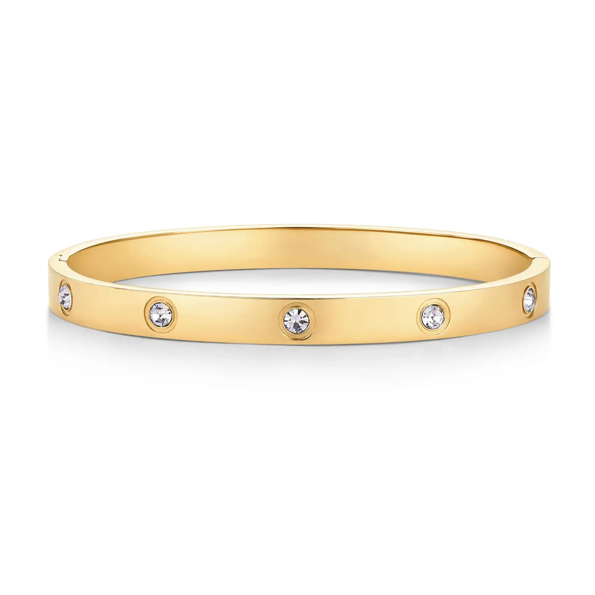 Waterproof Love Bangle Bracelets for Women - 14K Gold Plated Hinged Bracelet Dupe with Cubic Zirconia - Stainless Steel Bracelet Stack Trendy Jewelry