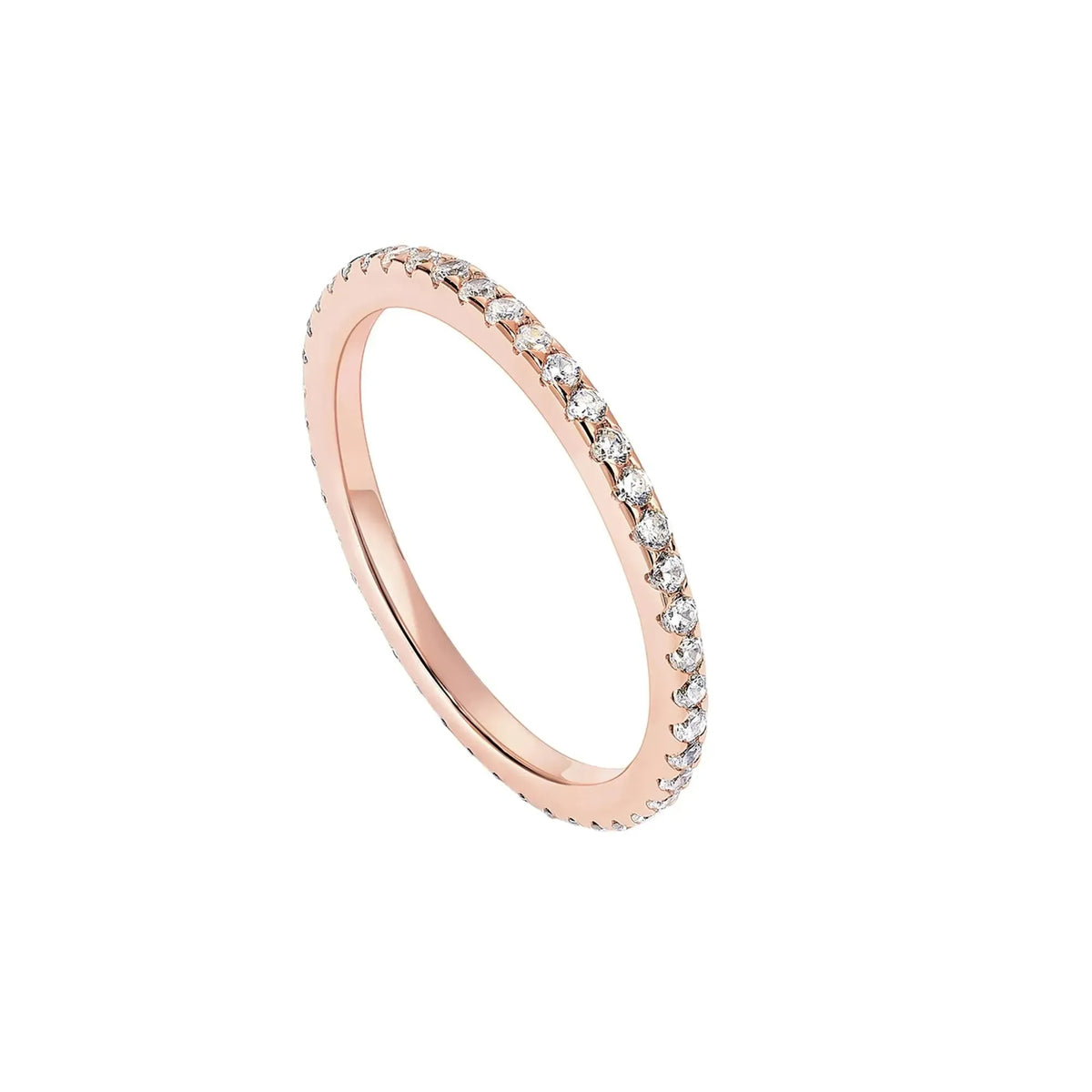 14K Gold Plated Solid 925 Sterling Silver CZ Simulated Diamond Stackable Ring Eternity Bands for Women