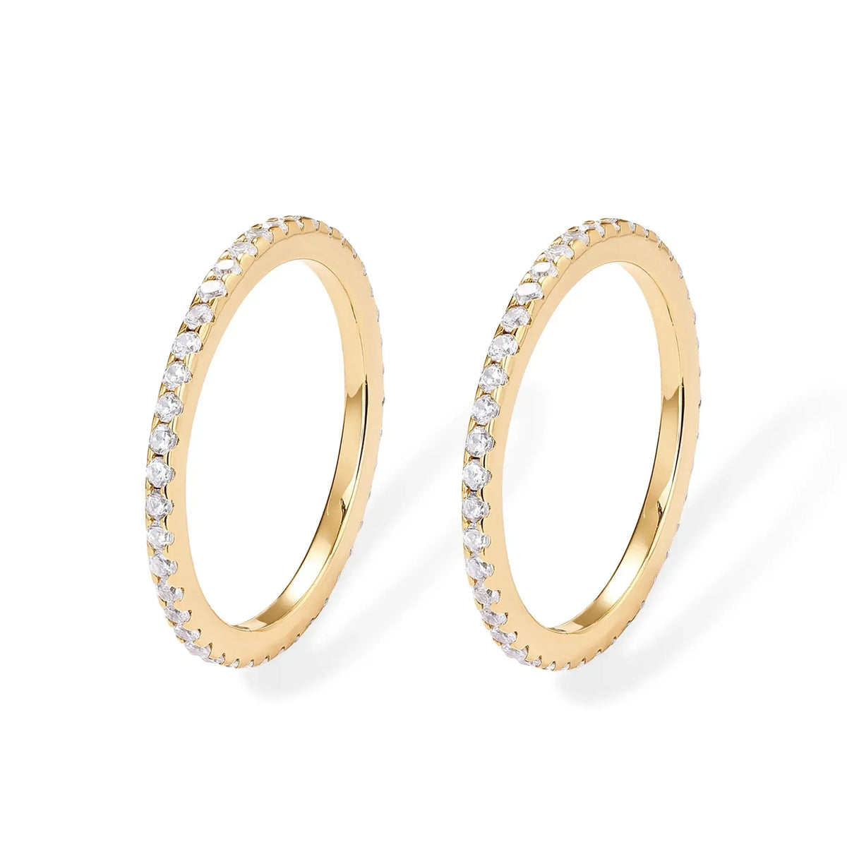 14K Gold Plated Solid 925 Sterling Silver CZ Simulated Diamond Stackable Ring Eternity Bands for Women