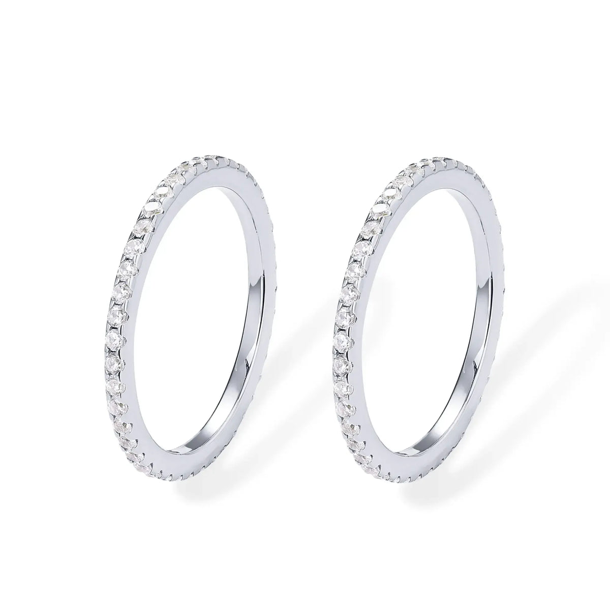 14K Gold Plated Solid 925 Sterling Silver CZ Simulated Diamond Stackable Ring Eternity Bands for Women