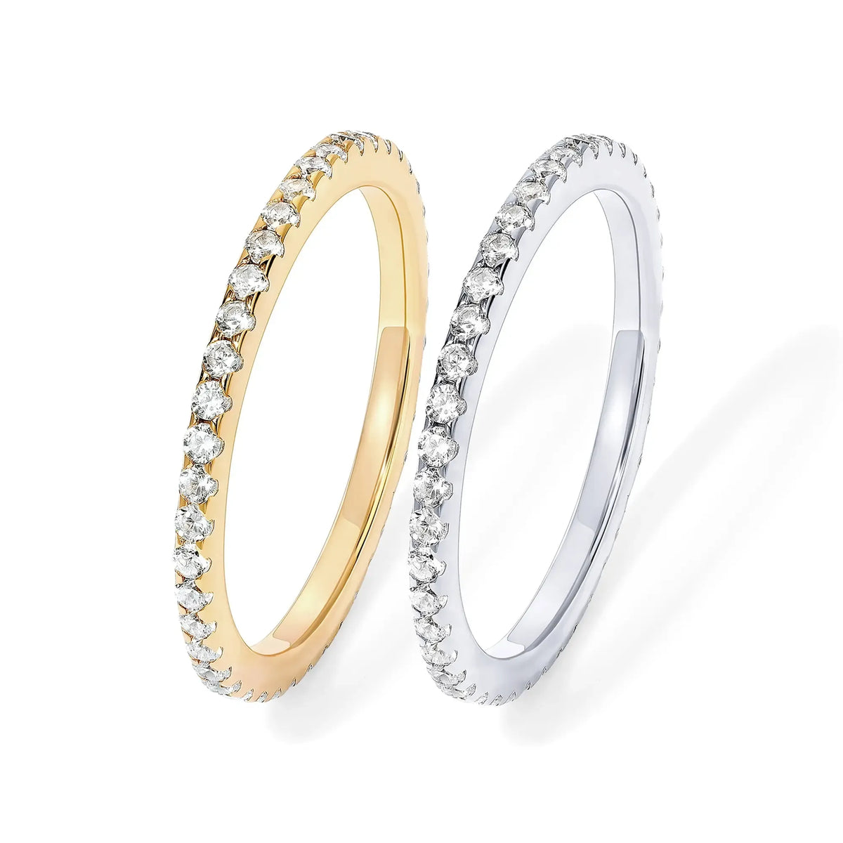 14K Gold Plated Solid 925 Sterling Silver CZ Simulated Diamond Stackable Ring Eternity Bands for Women