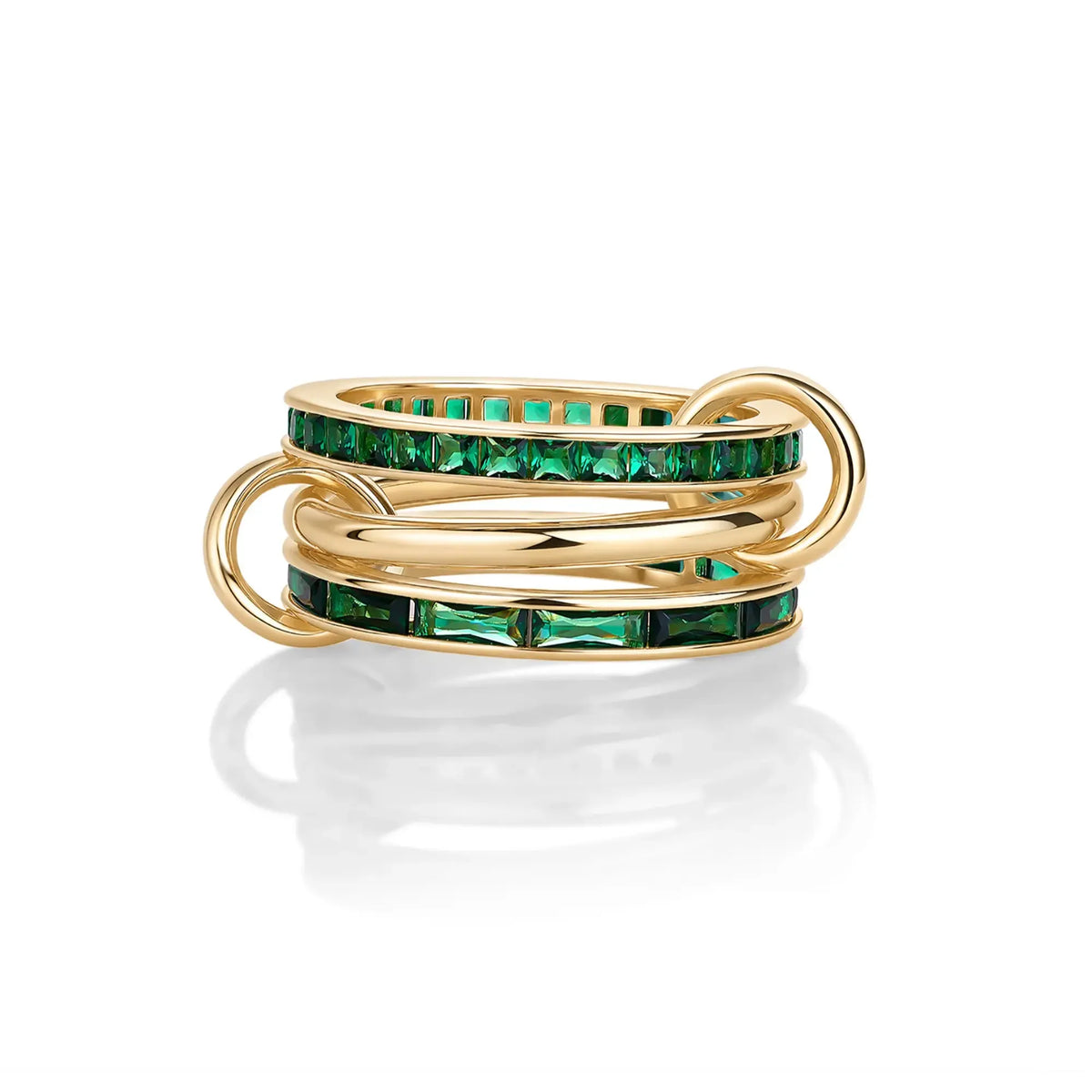 14K Gold Plated Interlocked Stackable Statement Ring for Women – Chunky Multi-Band Double & Triple Ring, Two-Tone Mixed Metals with Cubic Zirconia